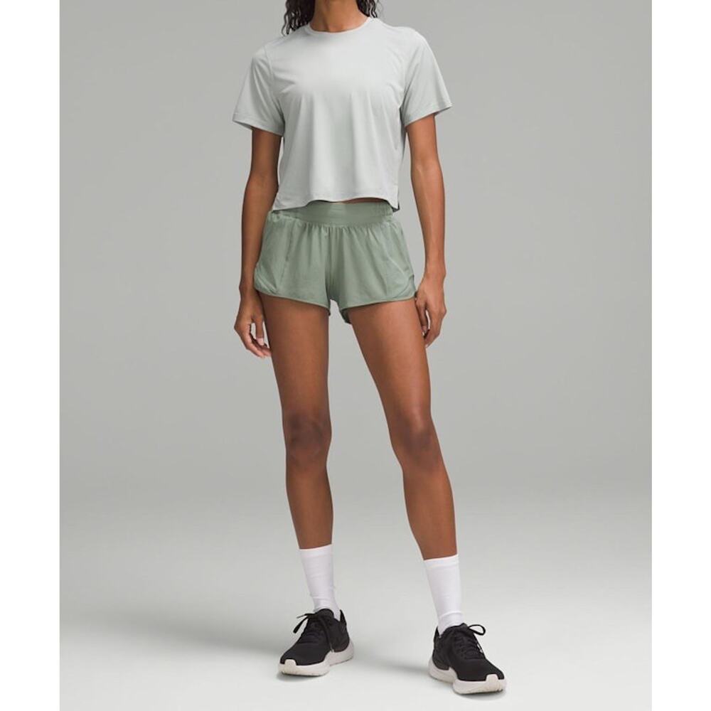 LULULEMON Hotty Hot Low-Rise Lined Short Size 6 Grey Green Reflective Workout